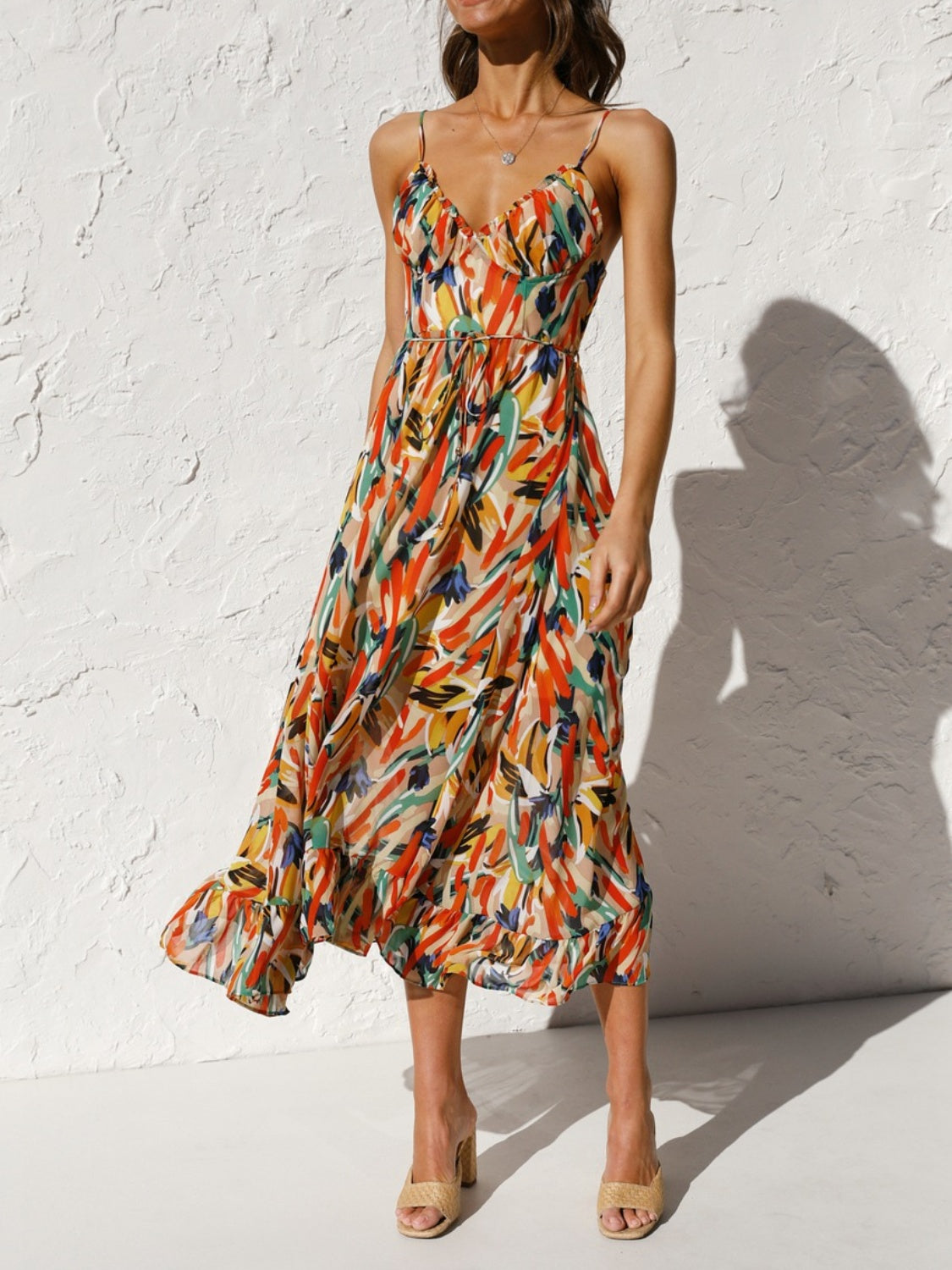 Printed Sleeveless Midi Cami dress - Shimmervee