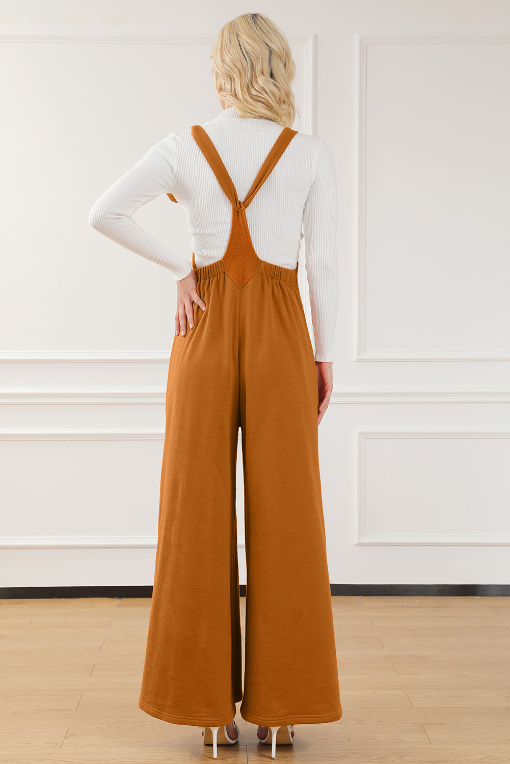 Pocketed Square Neck Wide Strap Jumpsuit - Shimmervee