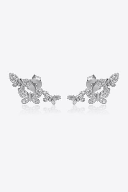 Zircon Butterfly 925 Sterling Silver Earrings - Shimmervee