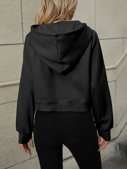 Mandy Raglan Sleeve Zip-Up Hoodie with Pocket