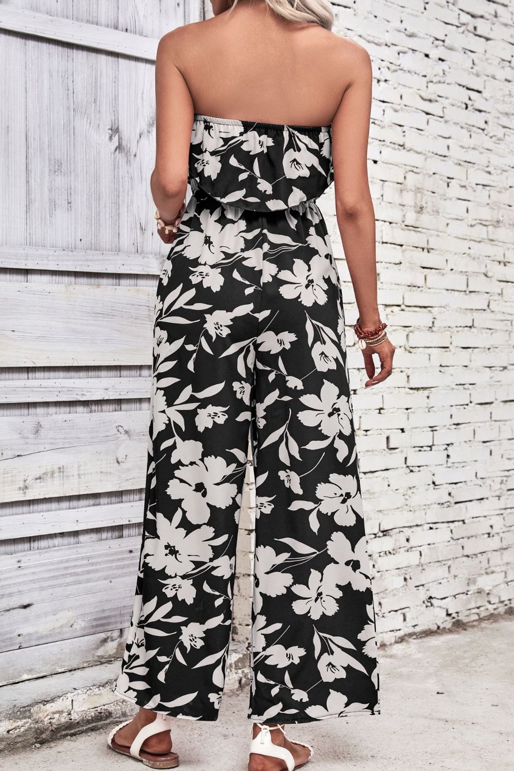 Perfee Floral Strapless Wide Leg Jumpsuit - Shimmervee