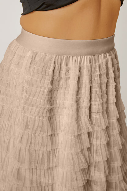 Ruched High Waist Tiered Skirt - Shimmervee