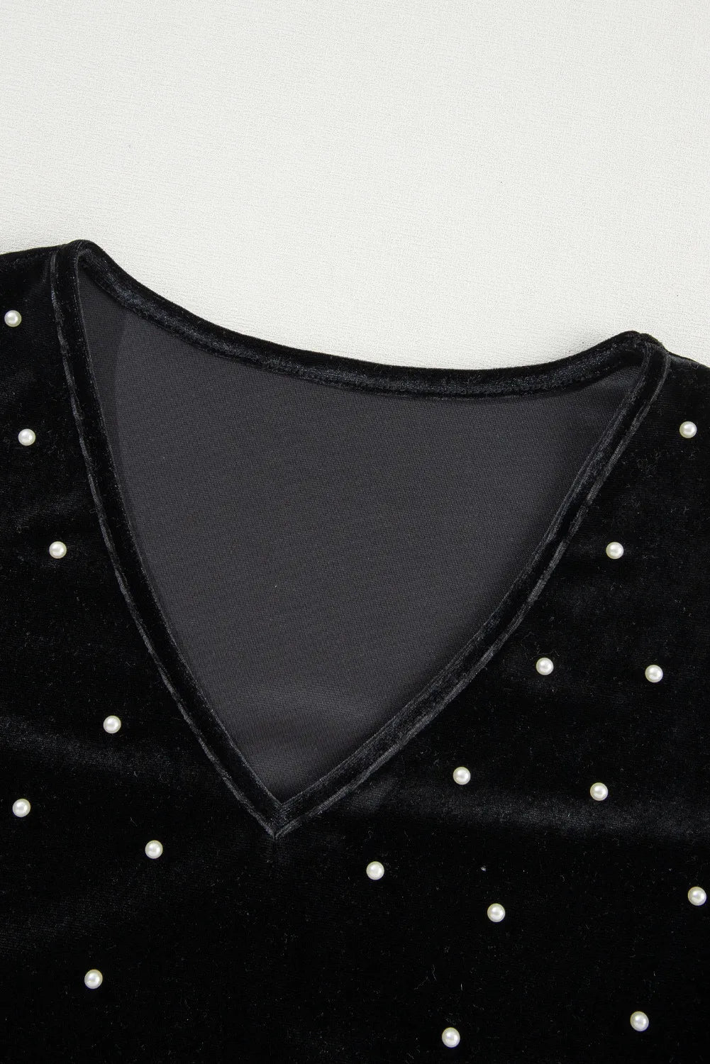 Pearl Detail V-Neck Long Sleeve Bodysuit - Shimmervee