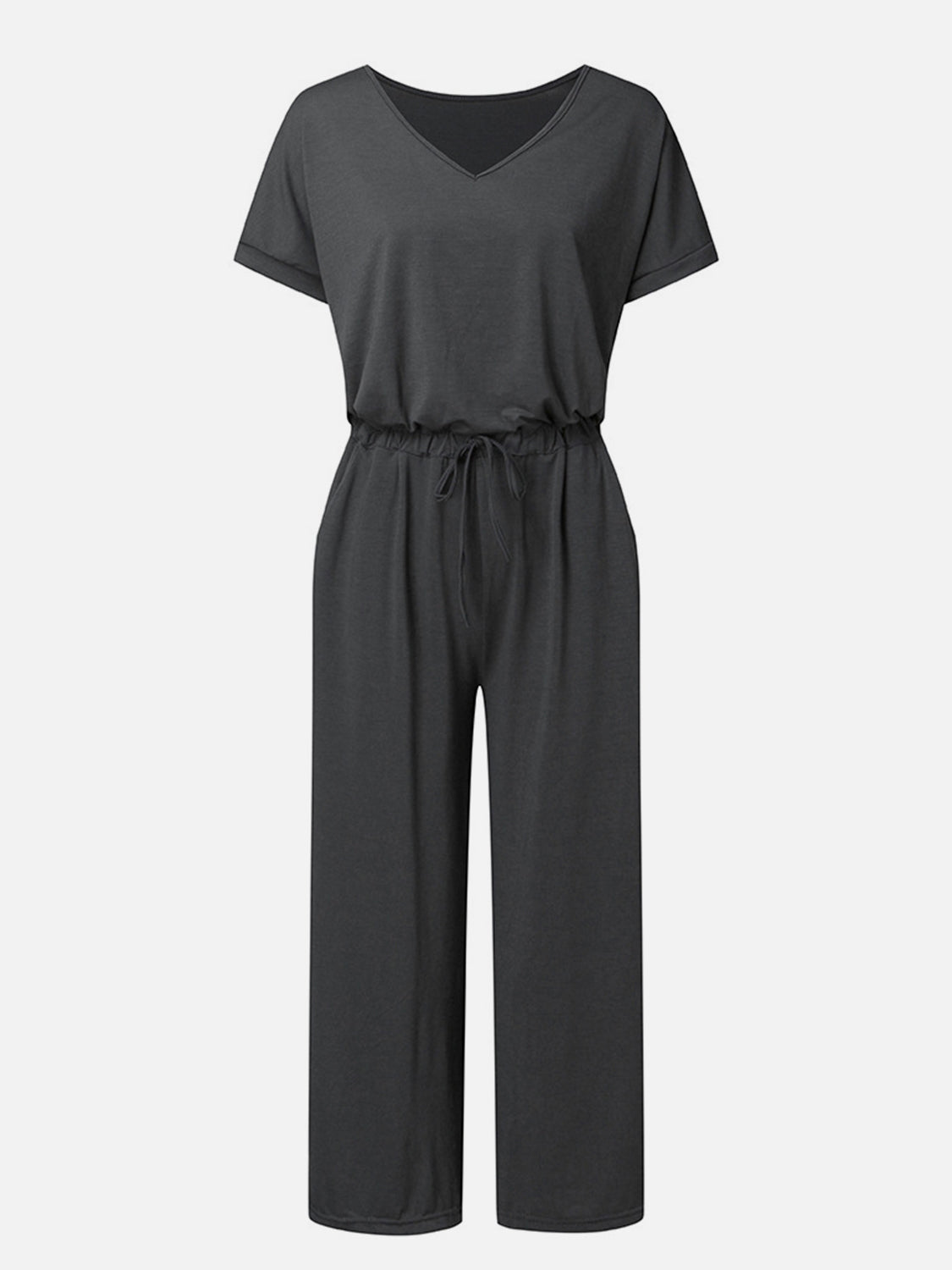 V-Neck Short Sleeve Jumpsuit - Shimmervee