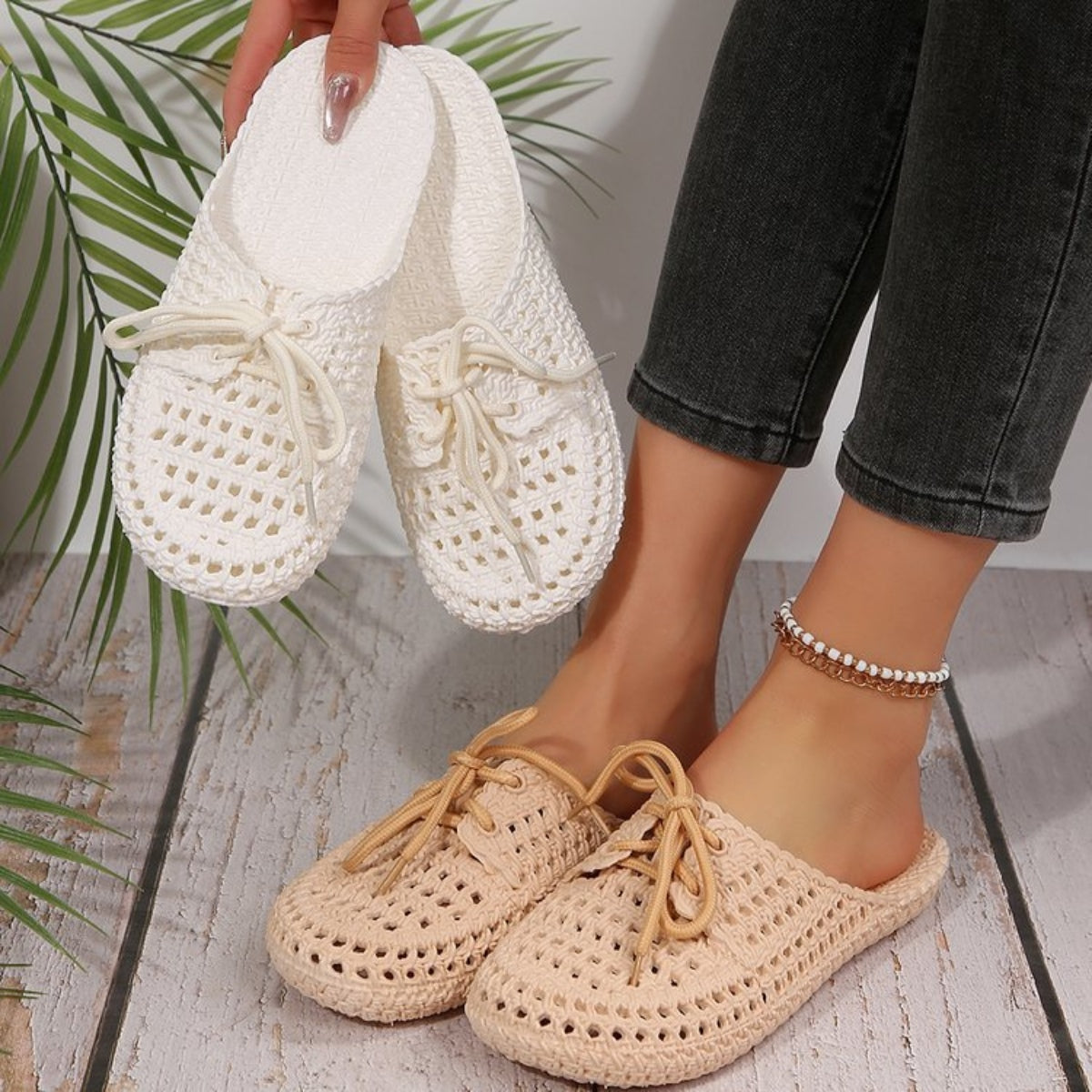 Lace-Up Flat Sandals - Shimmervee