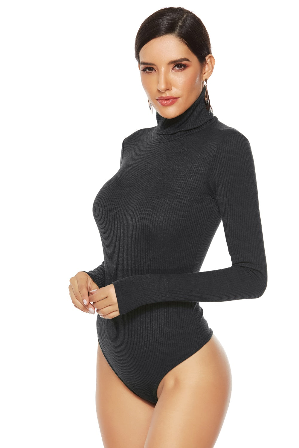 Ribbed Turtleneck Long Sleeve Bodysuit - Shimmervee