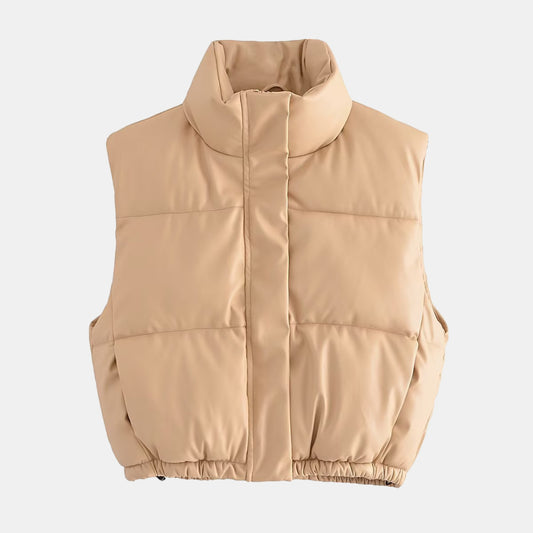 Zip-Up Drawstring Puffer Vest - Shimmervee