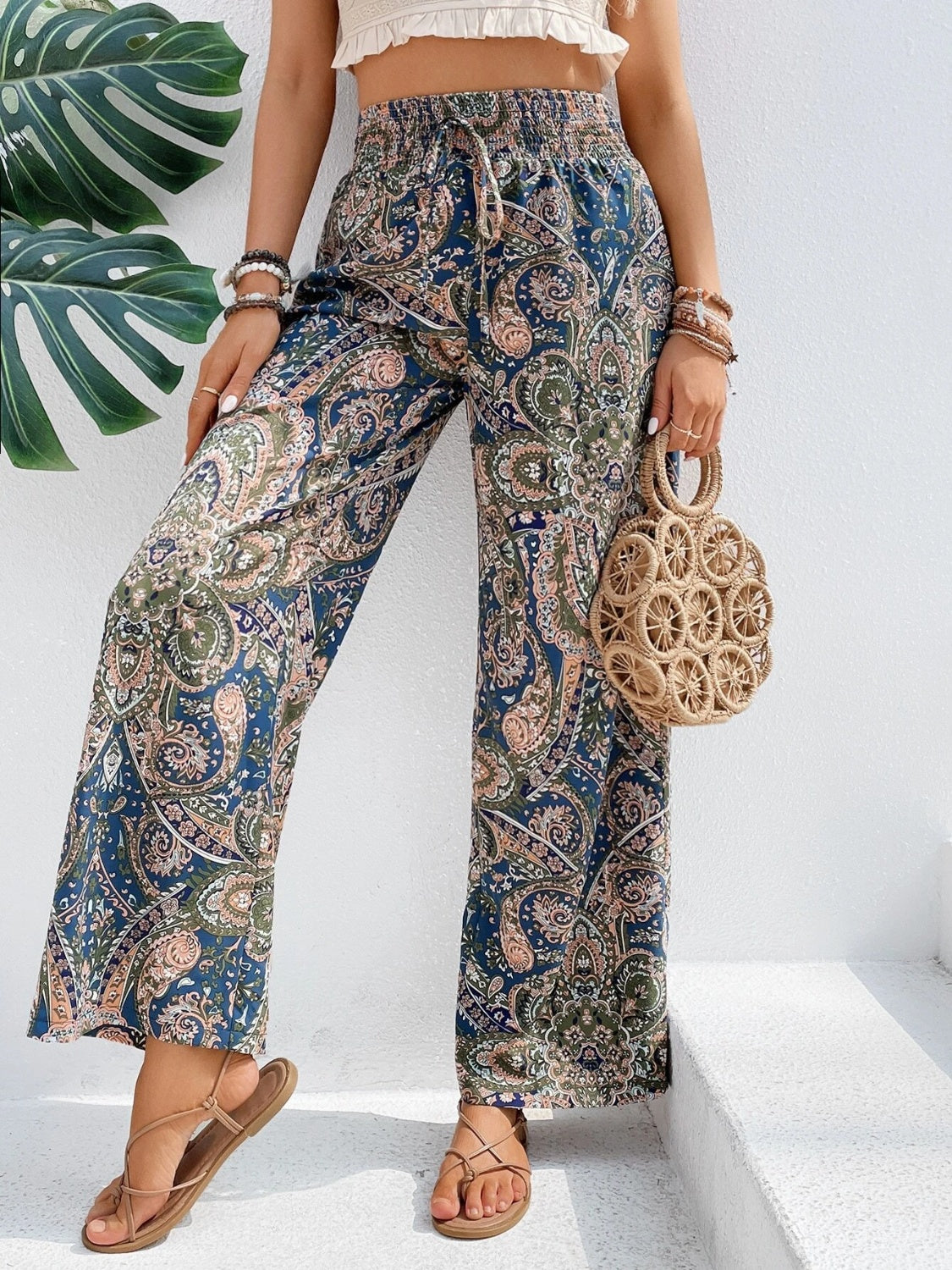 Printed Wide Leg Pants - Shimmervee