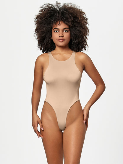 Full Size Round Neck Wide Strap Bodysuit - Shimmervee