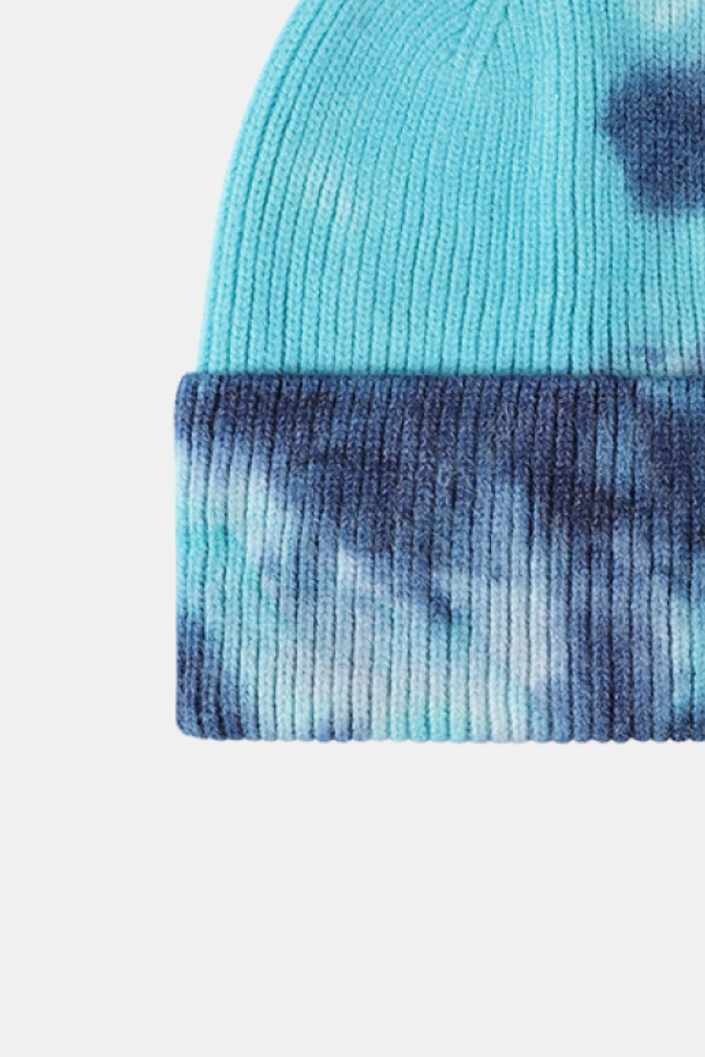 Tie-Dye Cuffed Rib-Knit Beanie Hat - Shimmervee