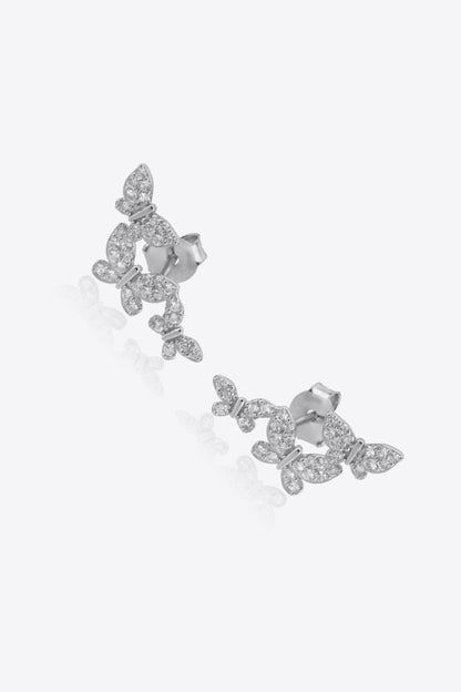 Zircon Butterfly 925 Sterling Silver Earrings - Shimmervee