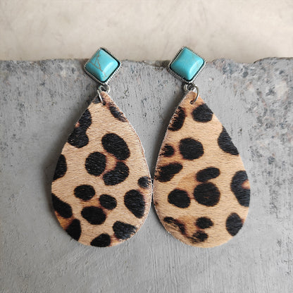 Artificial Turquoise Teardrop Earrings - Shimmervee