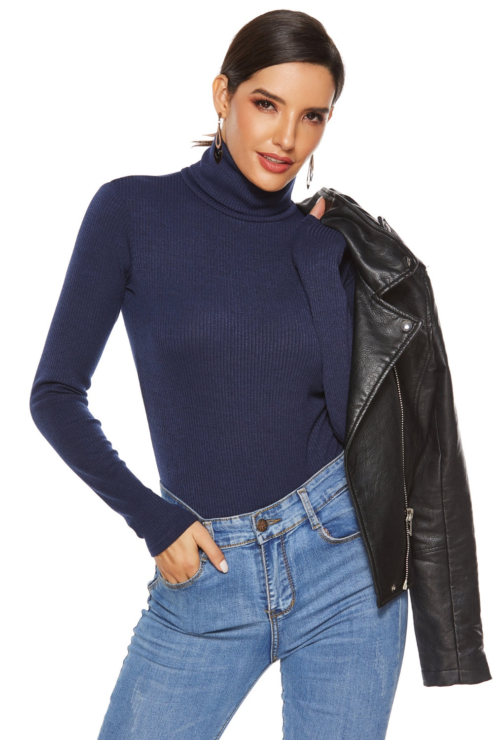 Ribbed Turtleneck Long Sleeve Bodysuit - Shimmervee