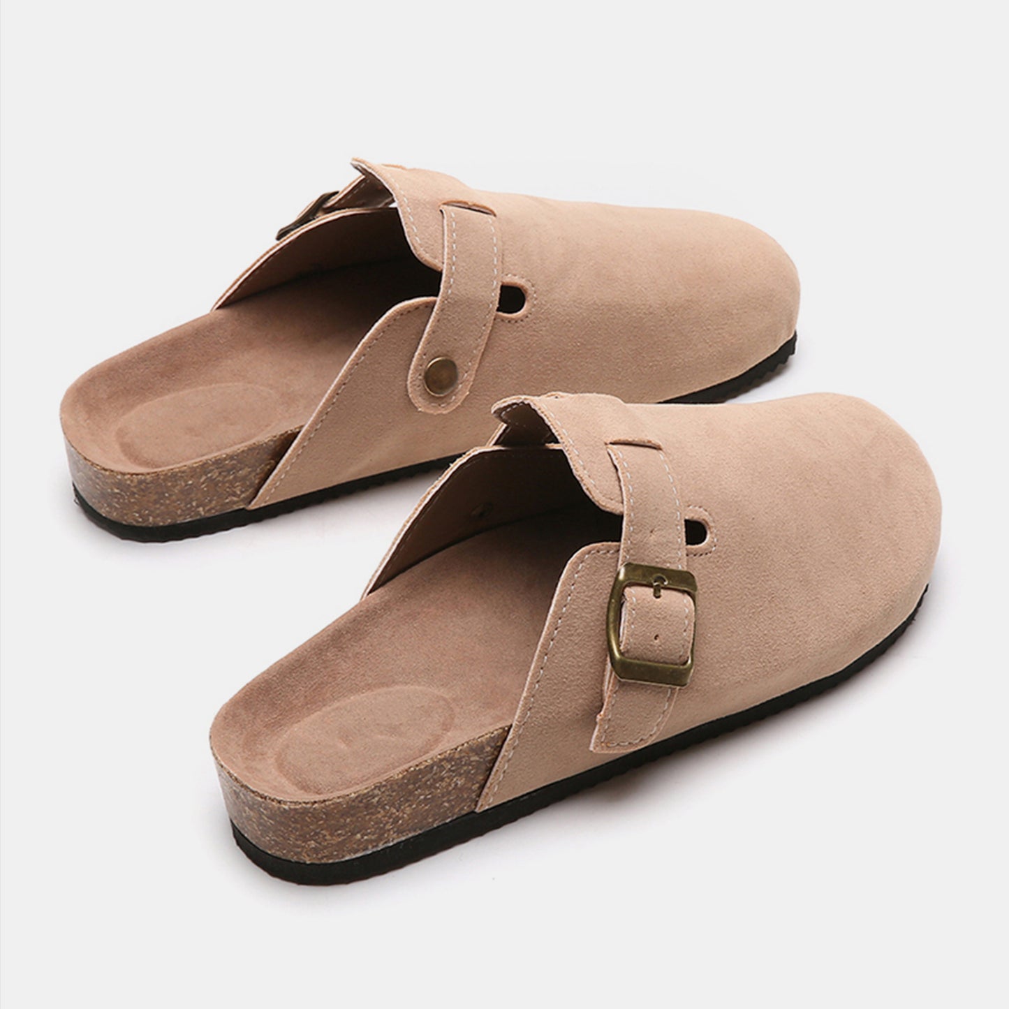 Suede Closed Toe Buckle Slide - Shimmervee