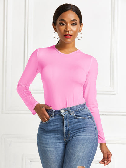 Round Neck Long Sleeve Bodysuit - Shimmervee