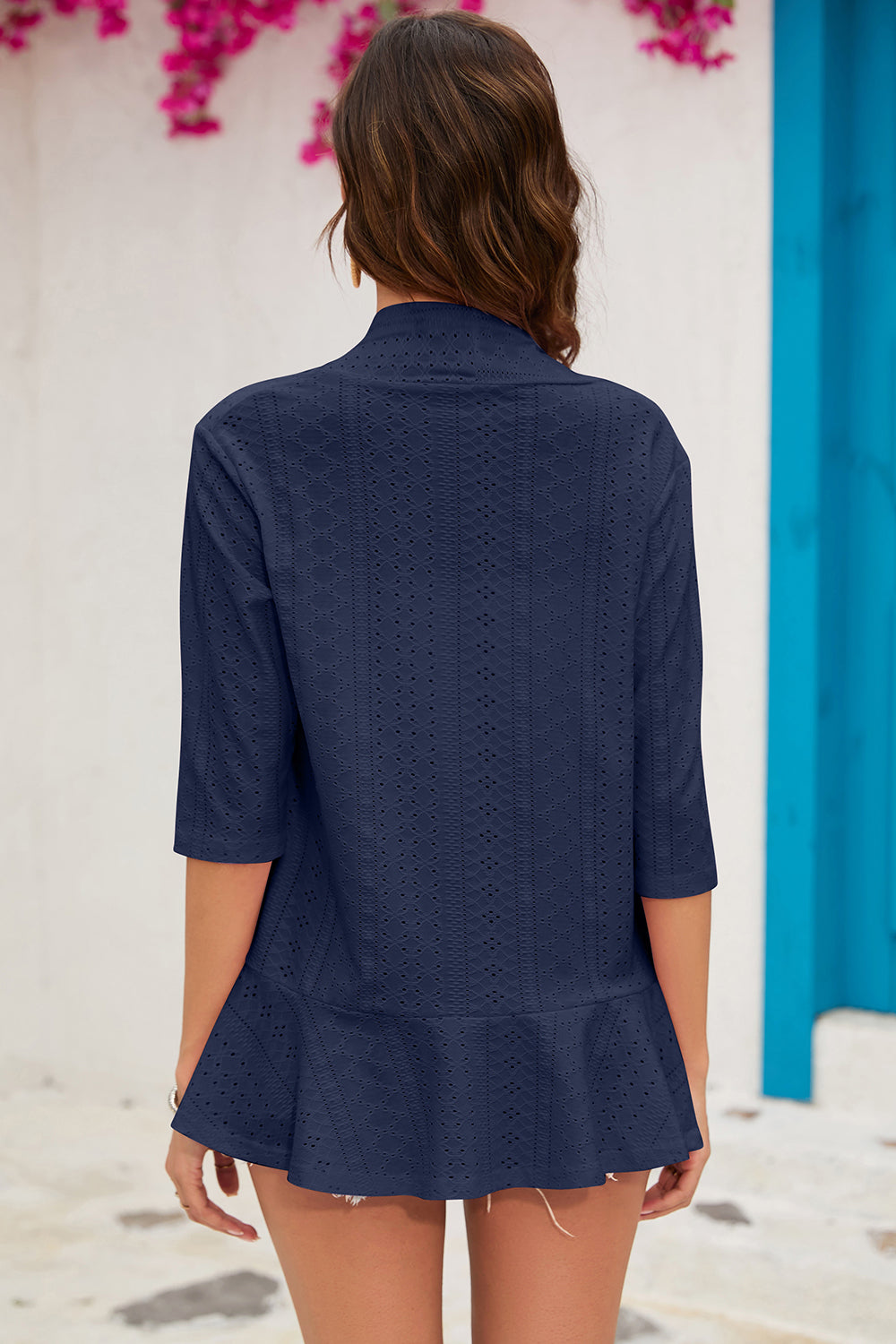 Eyelet Open Front Cardigan