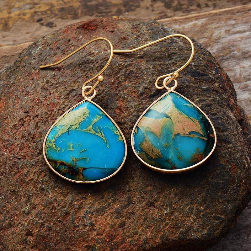 18K Gold-Plated Natural Stone Earrings - Shimmervee