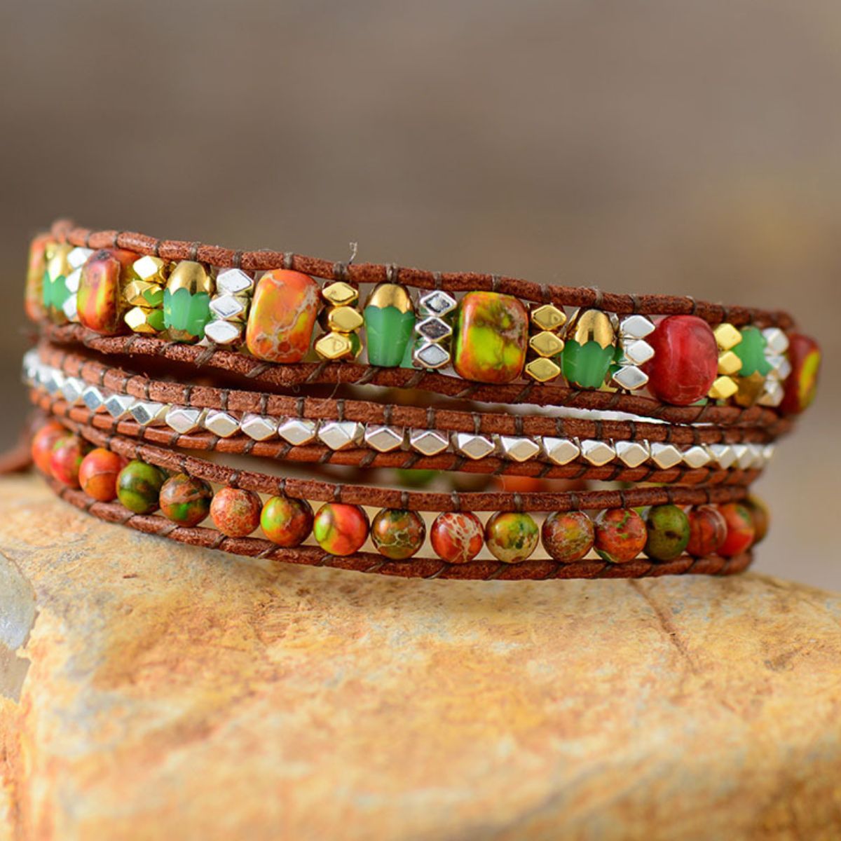 Natural Stone Woven Bracelet - Shimmervee