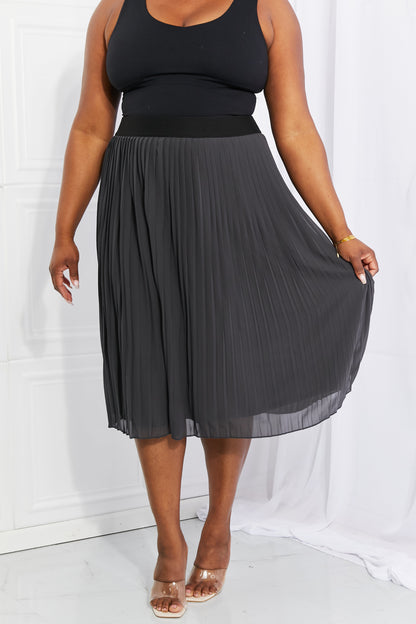 Zenana Full Size Romantic At Heart Pleated Chiffon Midi Skirt - Shimmervee