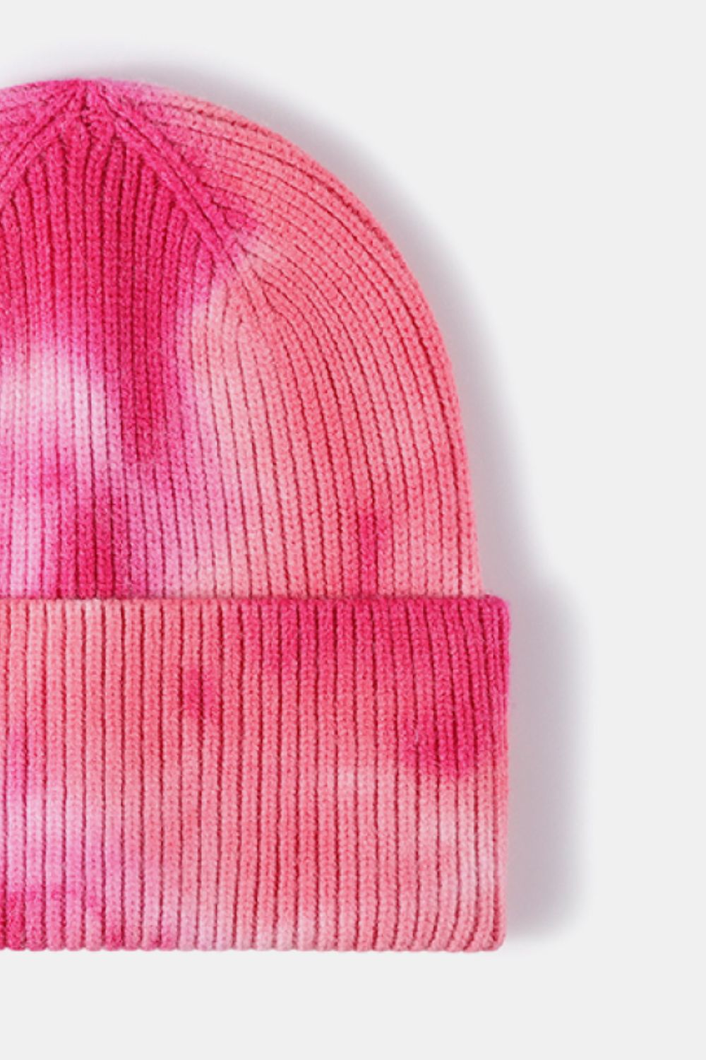 Tie-Dye Cuffed Rib-Knit Beanie Hat - Shimmervee