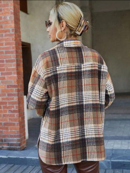 Plaid Collared Neck Button Down Jacket