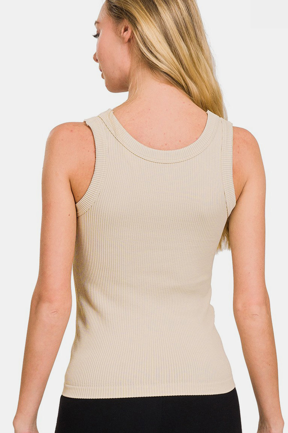 Zenana 2 Way Neckline Washed Ribbed Tank - Shimmervee