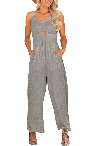 Smocked Spaghetti Strap Wide Leg Jumpsuit - Shimmervee