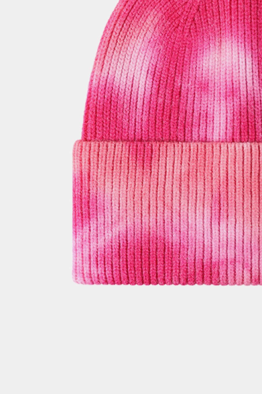 Tie-Dye Cuffed Rib-Knit Beanie Hat - Shimmervee