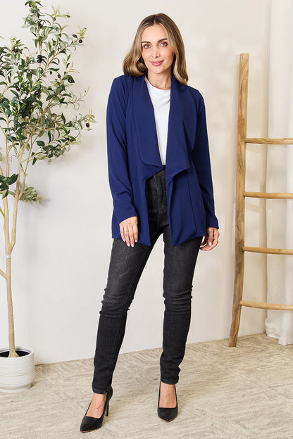 Heimish Full Size Statement Neck Open Front Blazer - Shimmervee