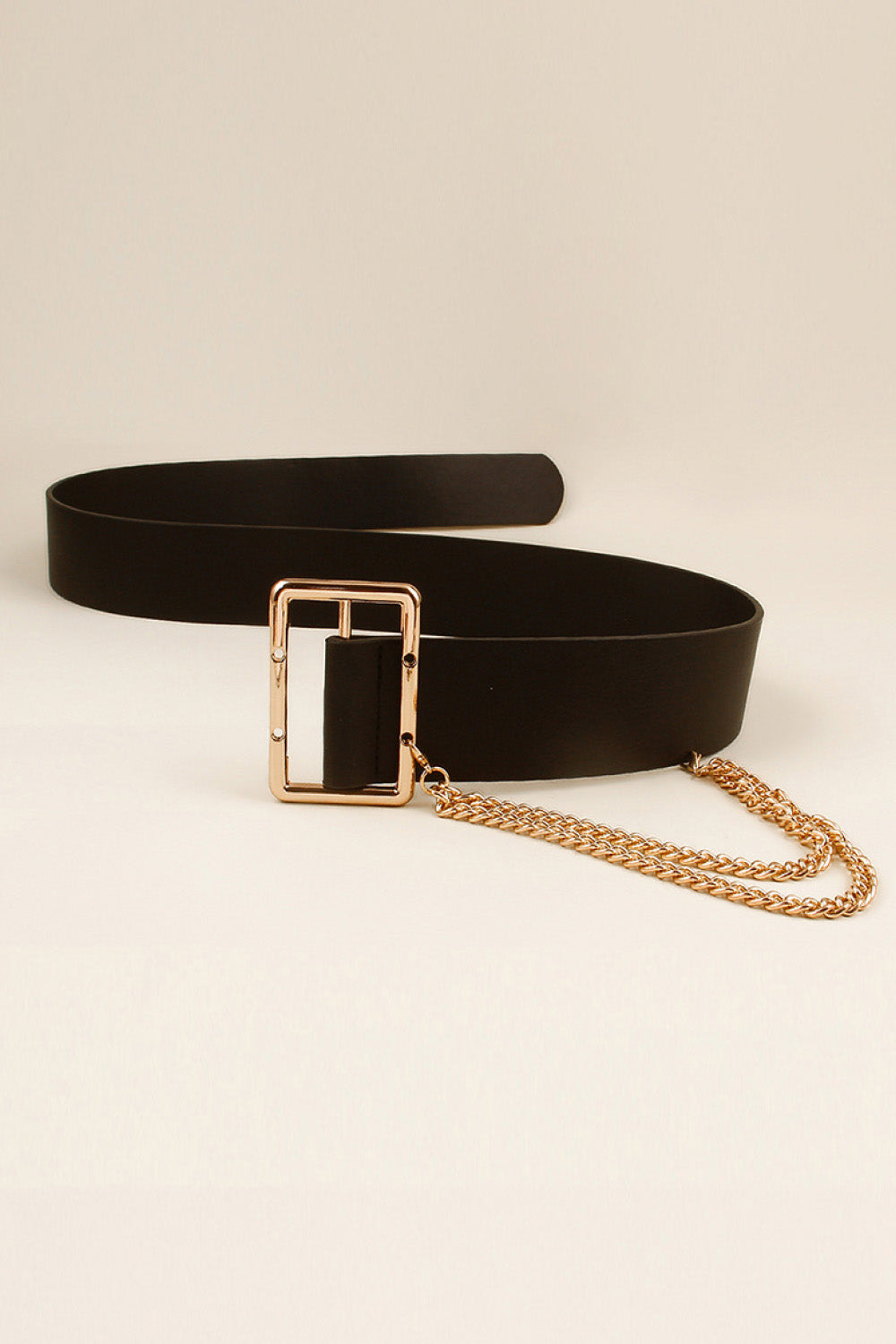 PU Leather Wide Belt with Chain - Shimmervee