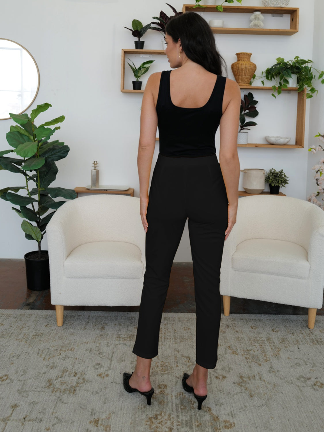 FAM-FAM High Waist Straight Pants with Pockets