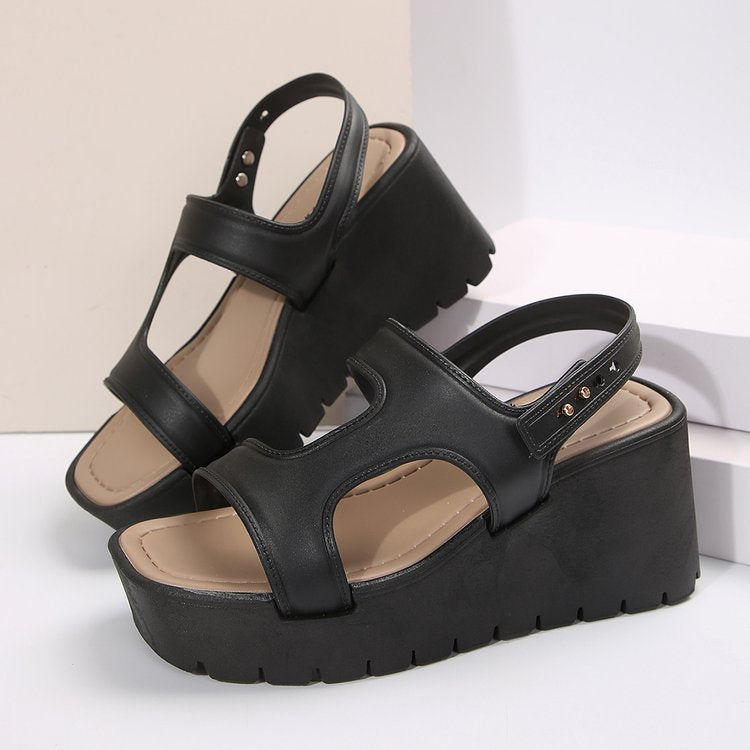 Open Toe Wedge Sandals - Shimmervee