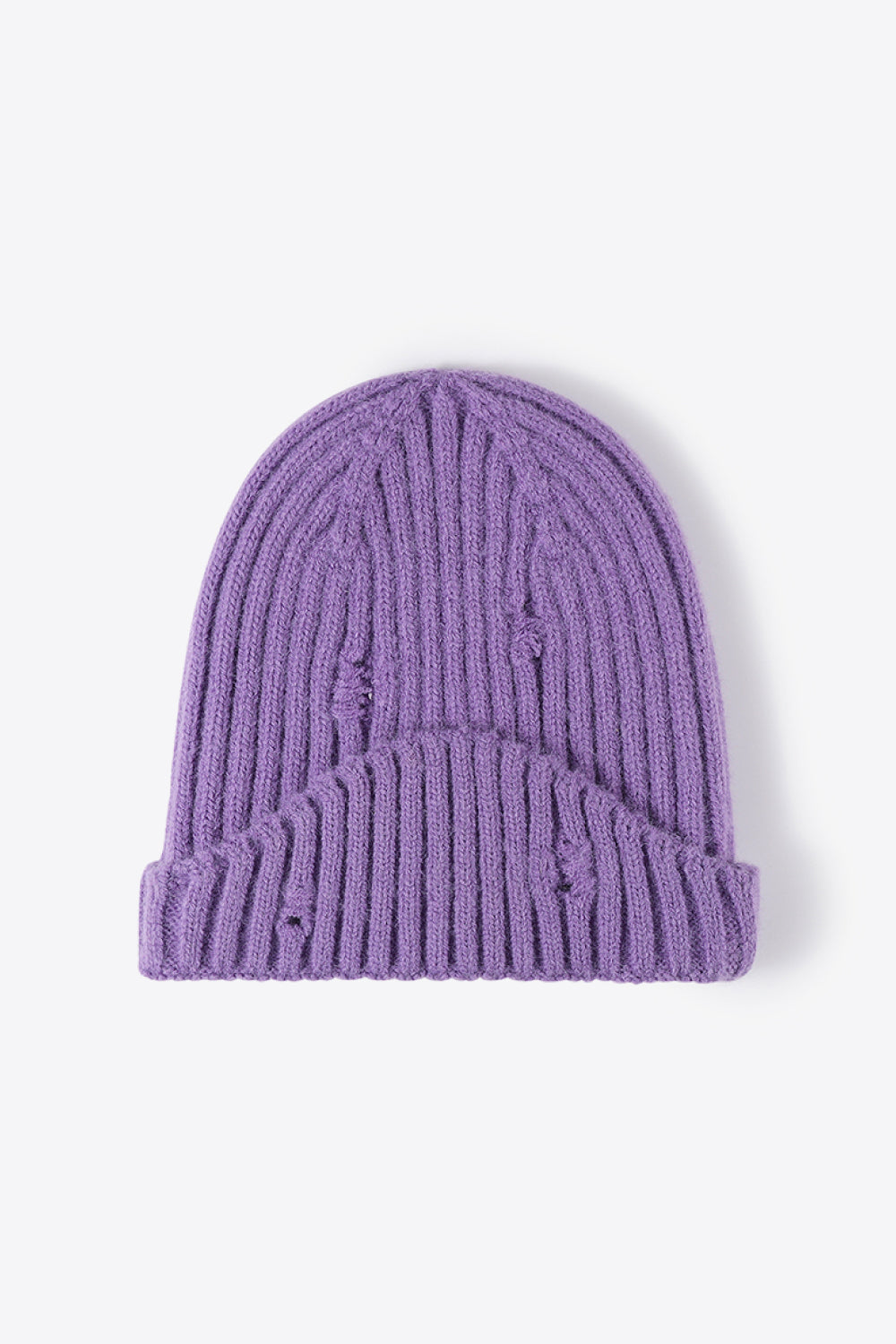 Distressed Rib-Knit Beanie - Shimmervee