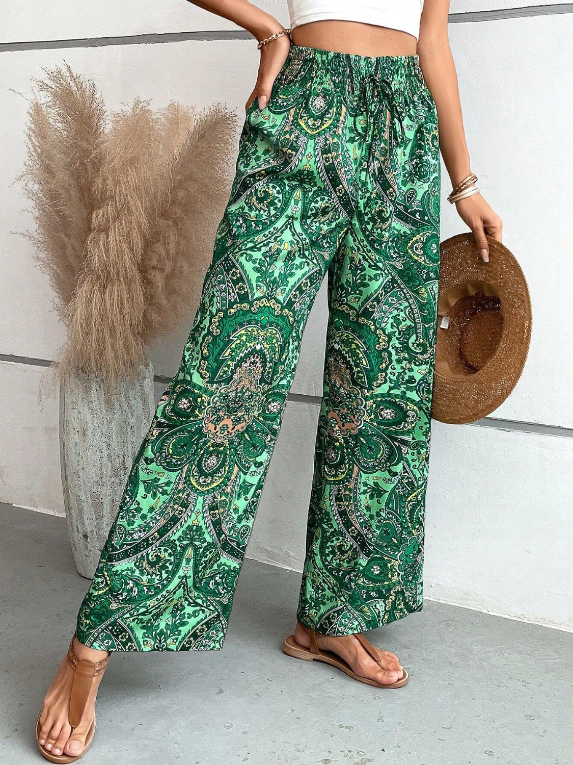 Printed Wide Leg Pants - Shimmervee