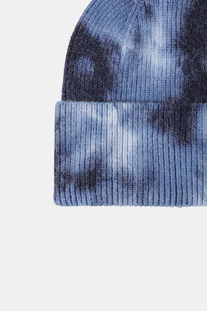 Tie-Dye Cuffed Rib-Knit Beanie Hat - Shimmervee