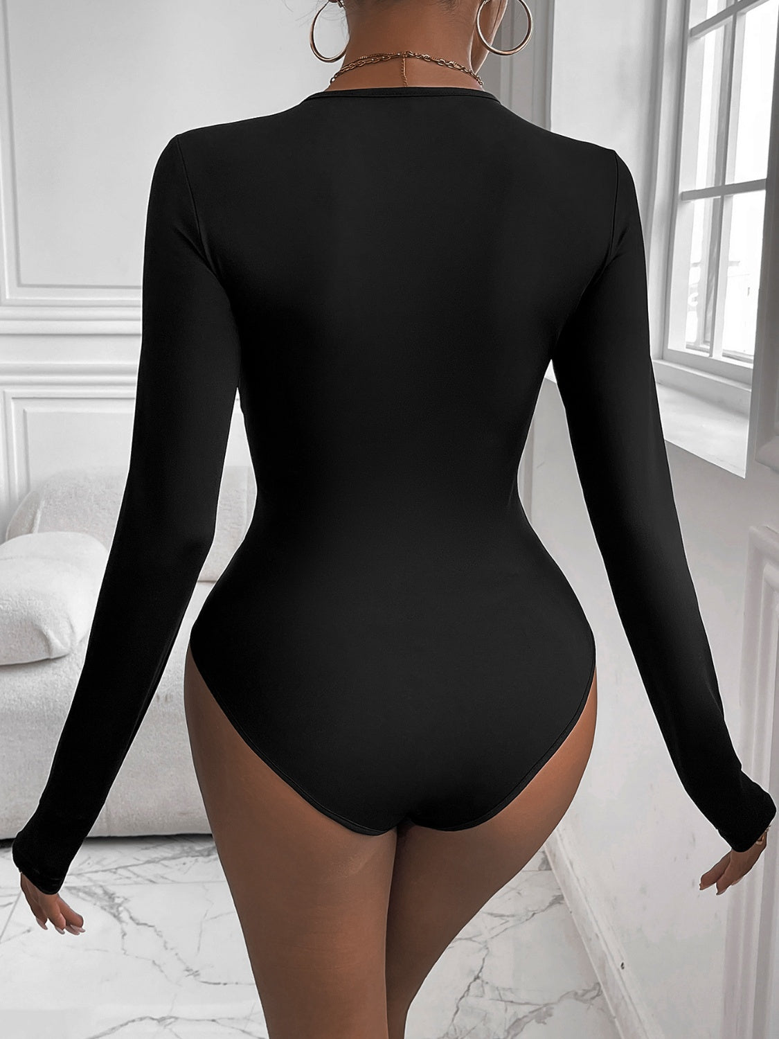 Perfee Twisted Round Neck Long Sleeve Bodysuit - Shimmervee