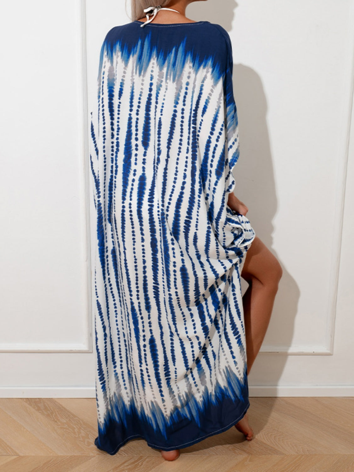 Slit Tie-Dye Half Sleeve Cover Up - Shimmervee