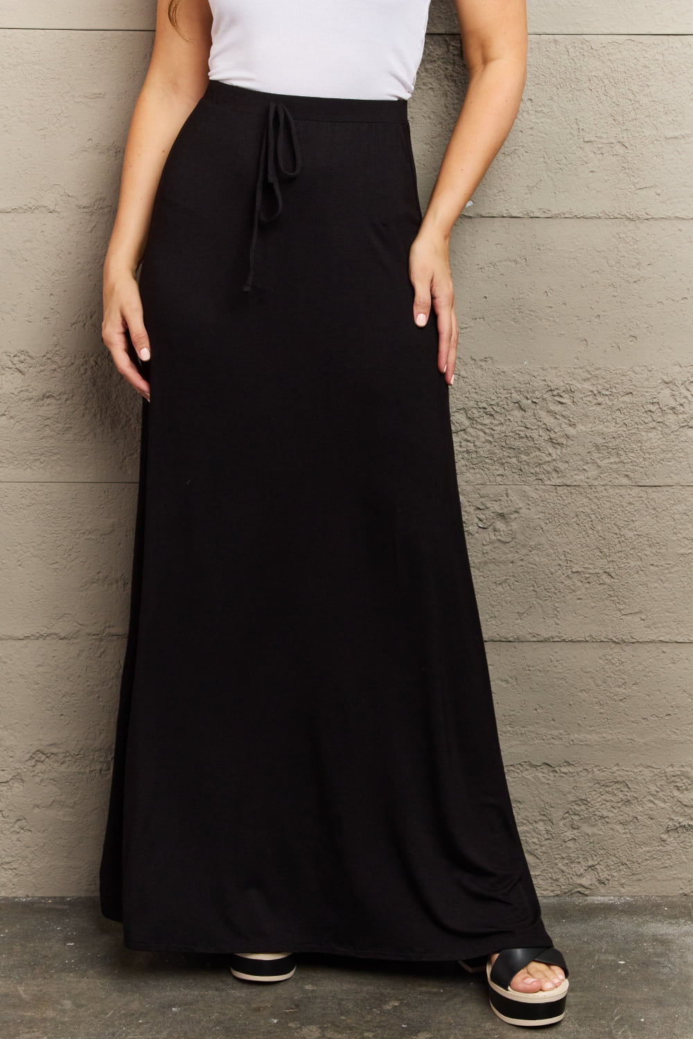 Culture Code For The Day Full Size Flare Maxi Skirt in Black - Shimmervee