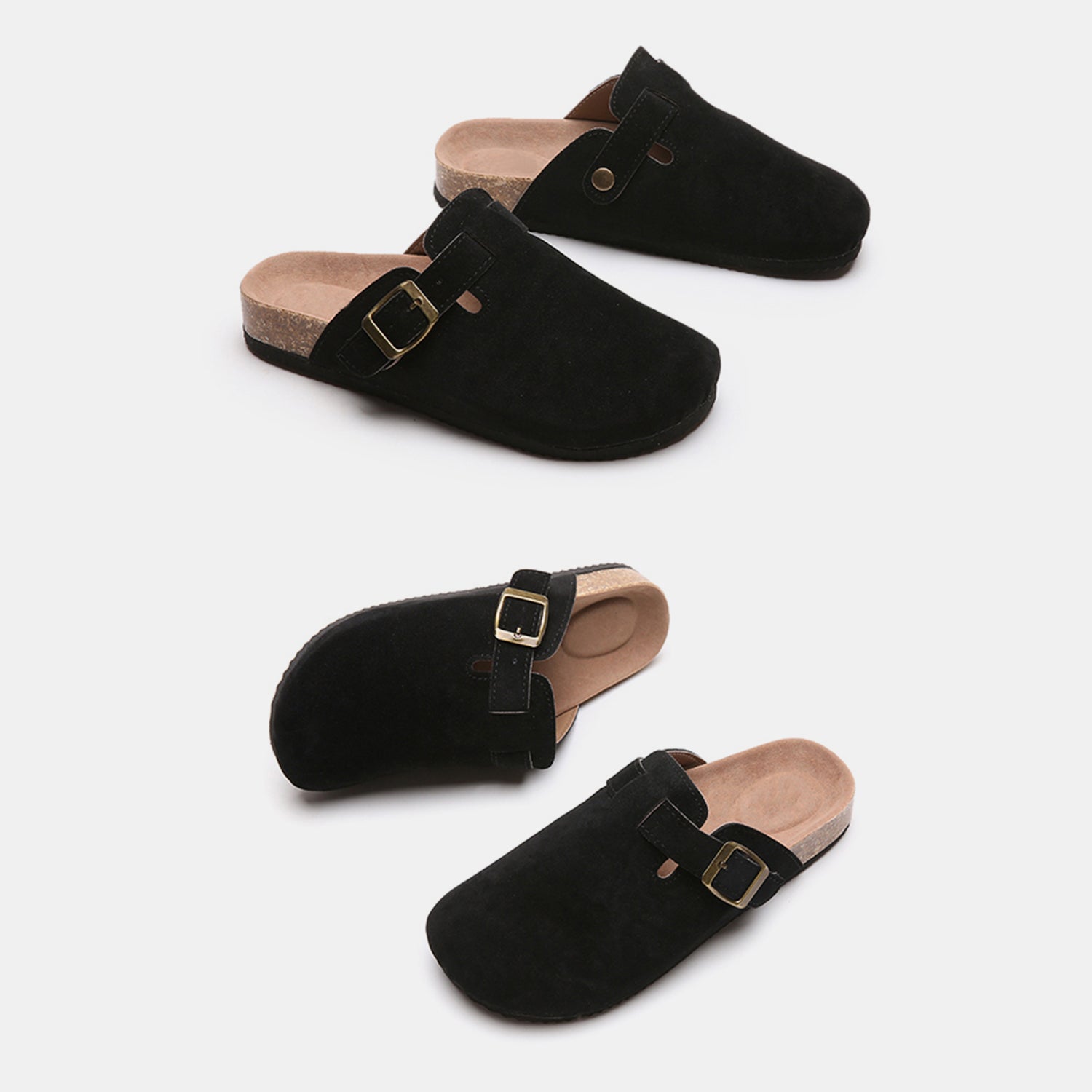 Suede Closed Toe Buckle Slide - Shimmervee