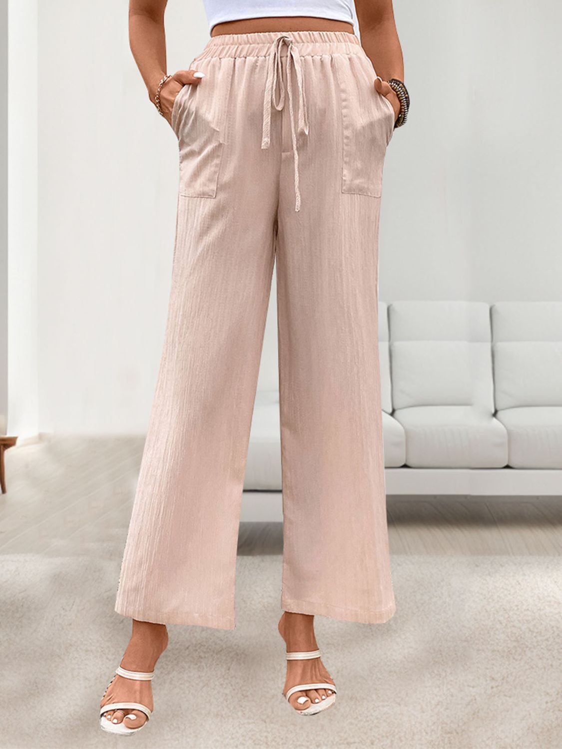 Perfee Tied Wide Leg Pants with Pockets