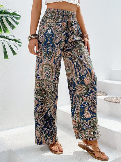 Printed Wide Leg Pants - Shimmervee