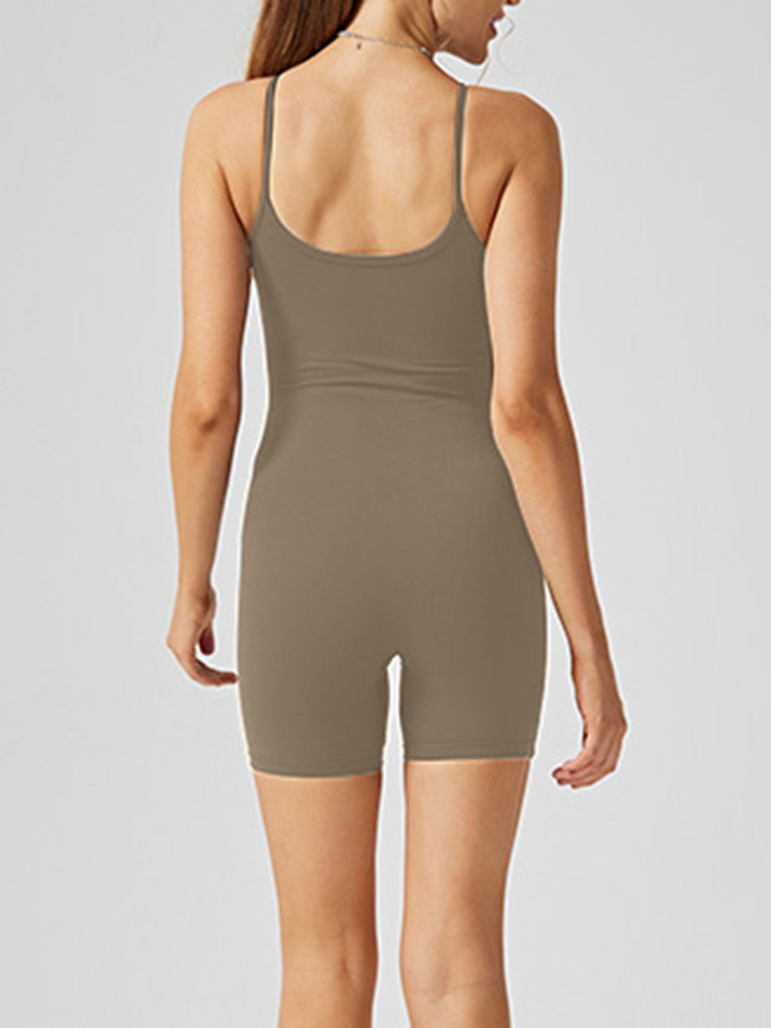 Scoop Neck Spaghetti Strap Active Romper - Shimmervee