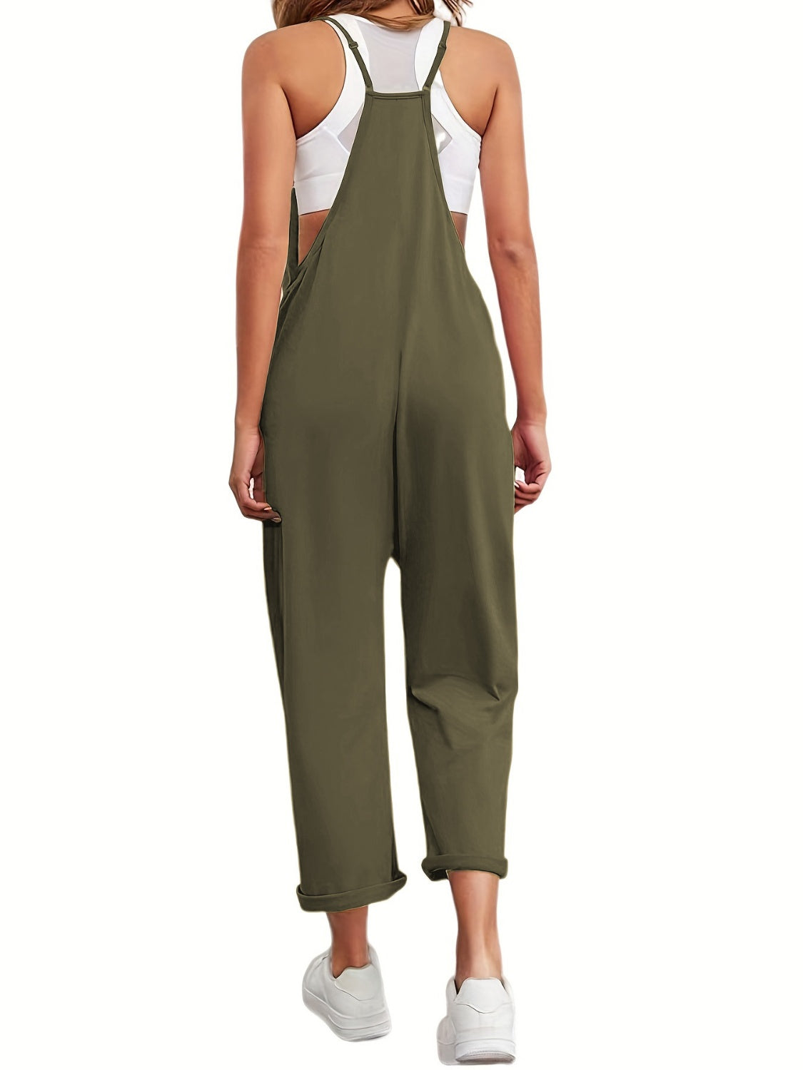 Full Size Spaghetti Strap Straight Leg Jumpsuit with Pockets - Shimmervee