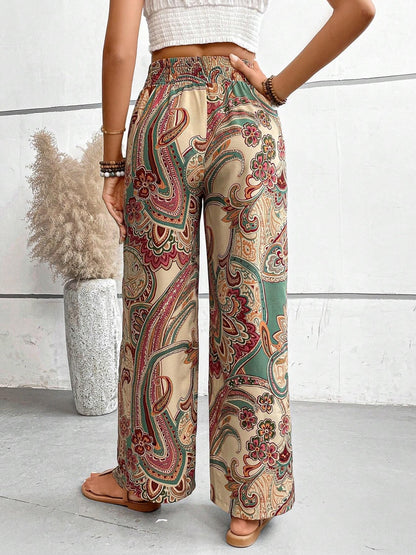 Printed Wide Leg Pants - Shimmervee