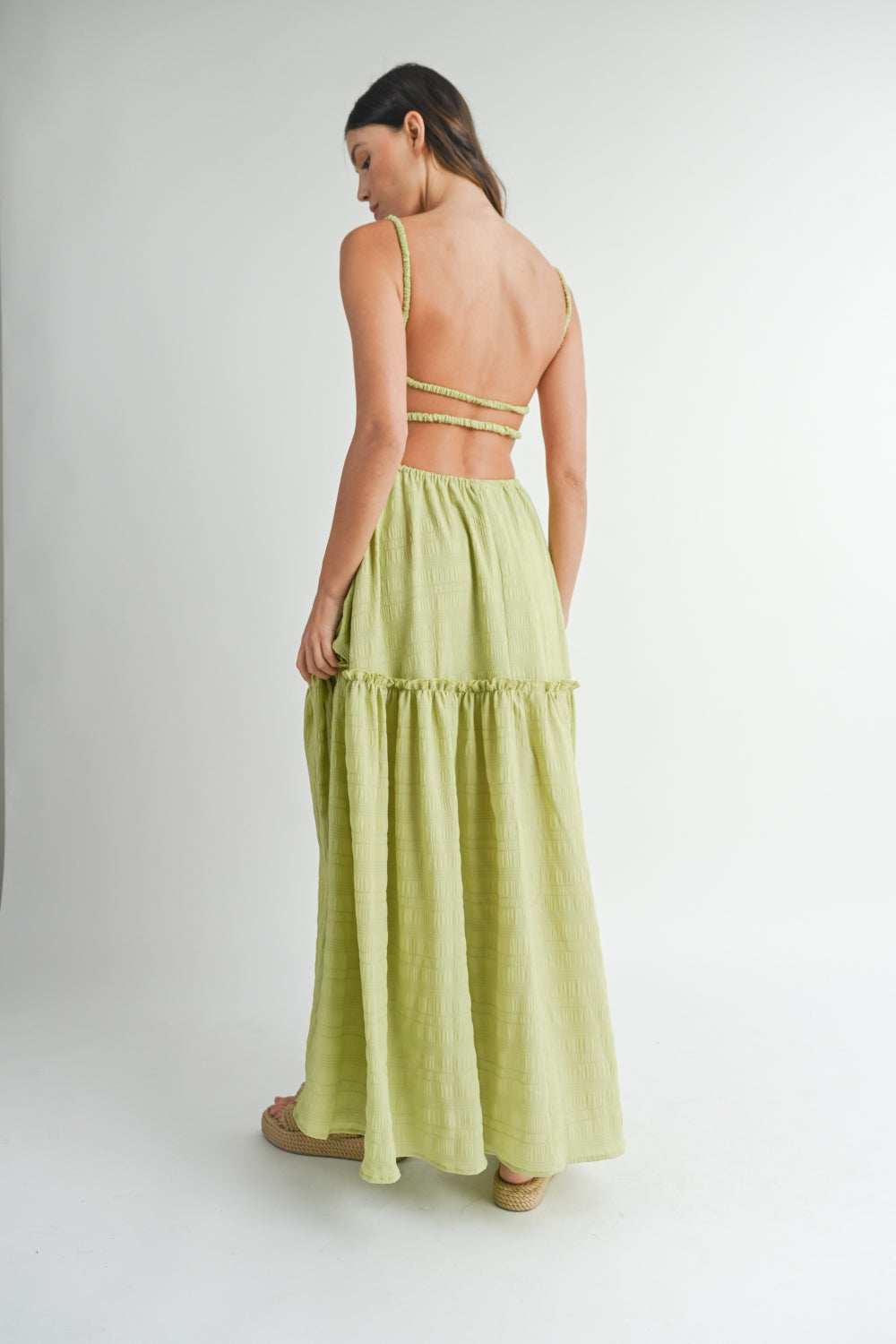 MABLE Cutout Waist Backless Maxi Dress - Shimmervee