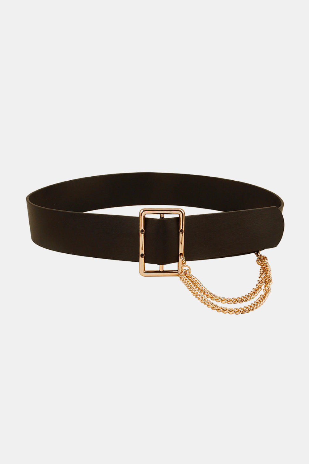 PU Leather Wide Belt with Chain - Shimmervee