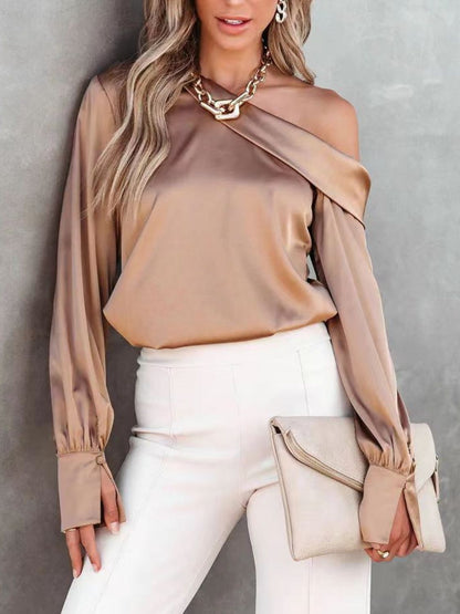 One Shoulder Long Sleeve Blouse