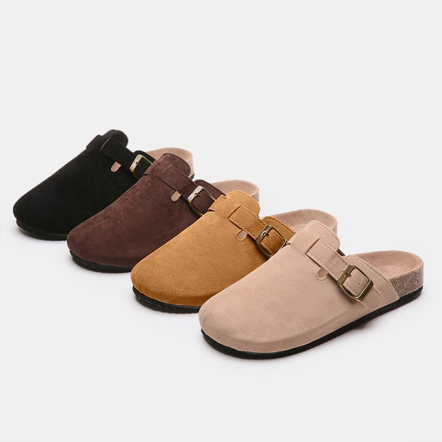 Suede Closed Toe Buckle Slide - Shimmervee